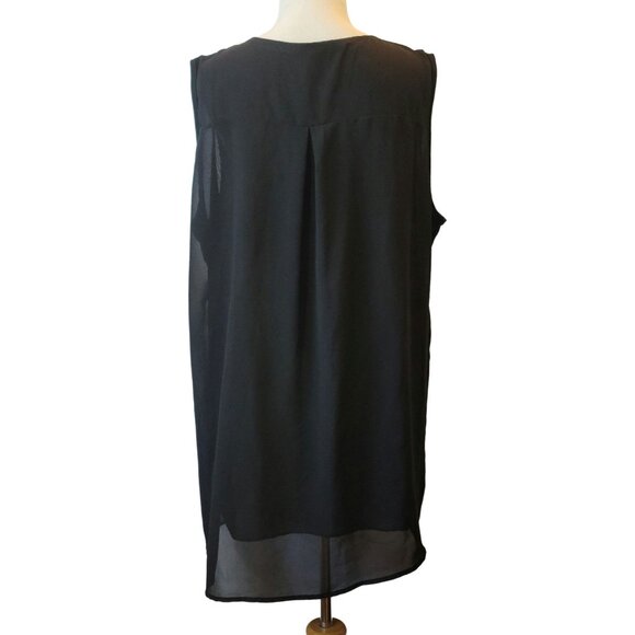 Glorystar Women's Sheer Lined Dress Tunic Top Sleeveless Black Polyester XXL - Picture 3 of 10